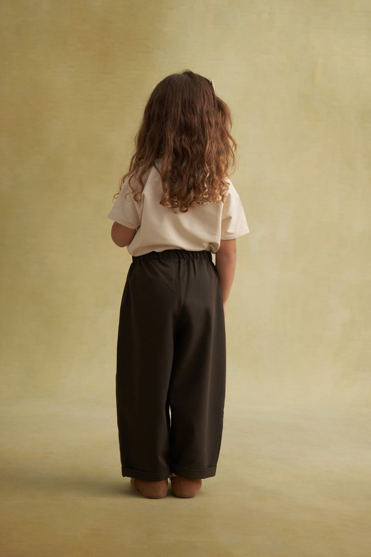 Unisex Çocuk Gabardin Pilili Pantolon Haki