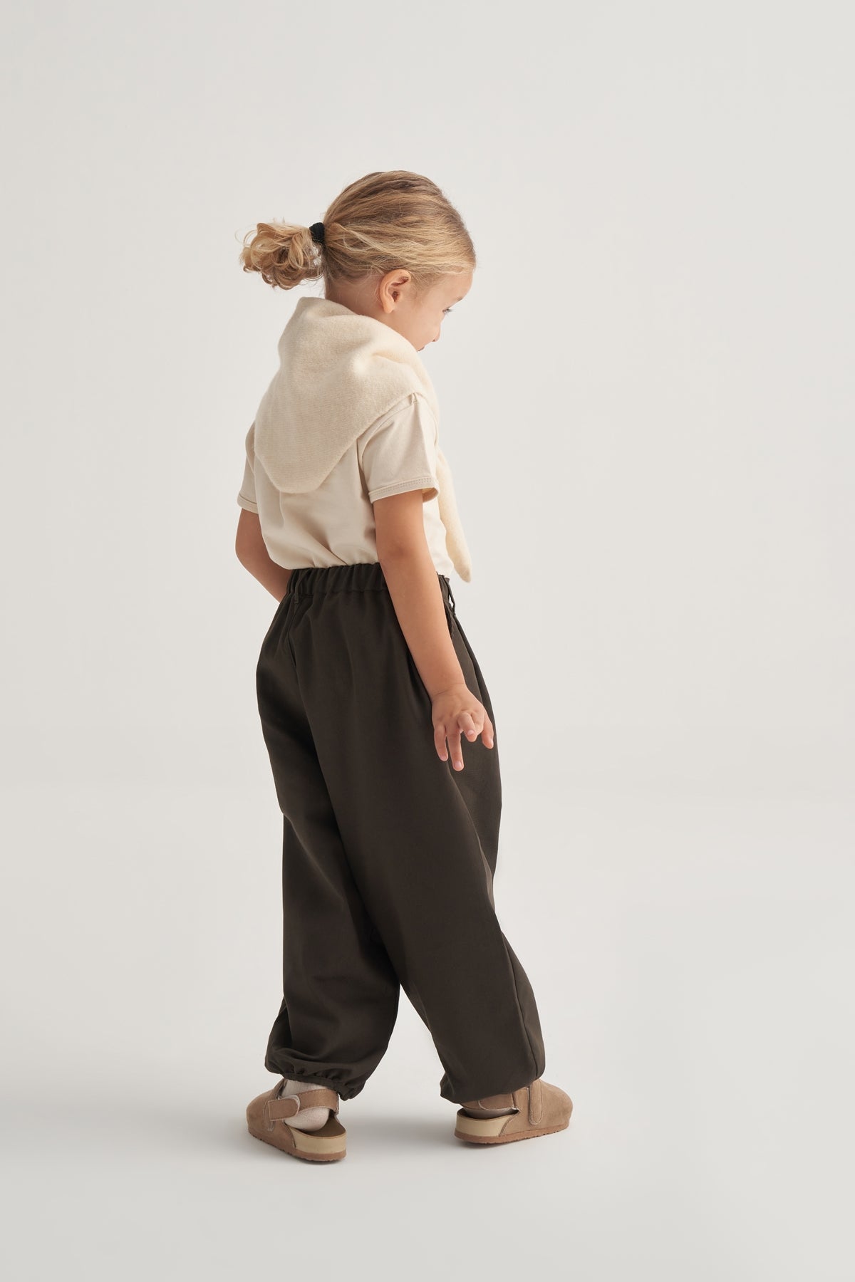 Unisex Çocuk Gabardin Paça Detaylı Pantolon Haki