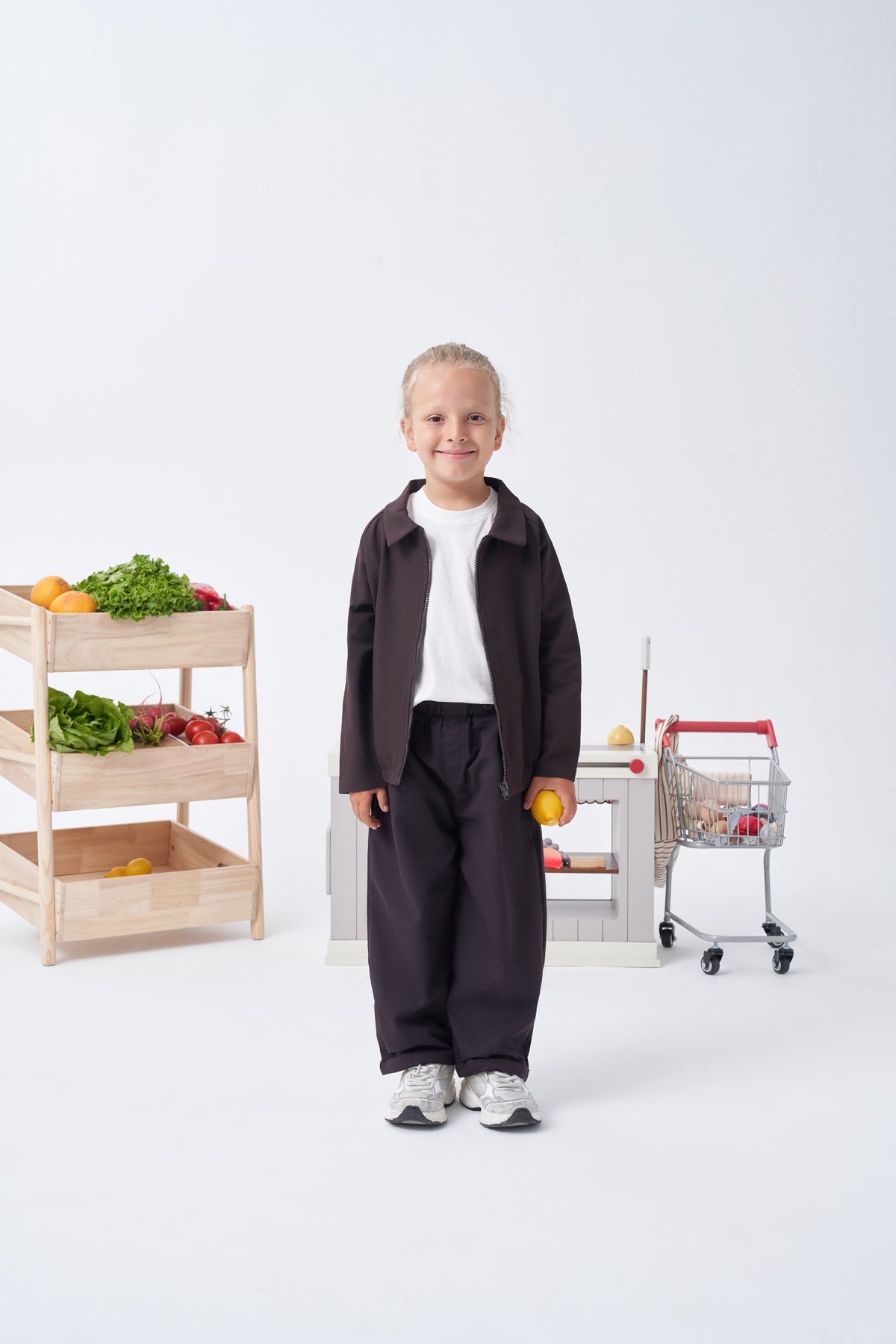 Unisex Çocuk Gabardin Bomber Ceket Kahve