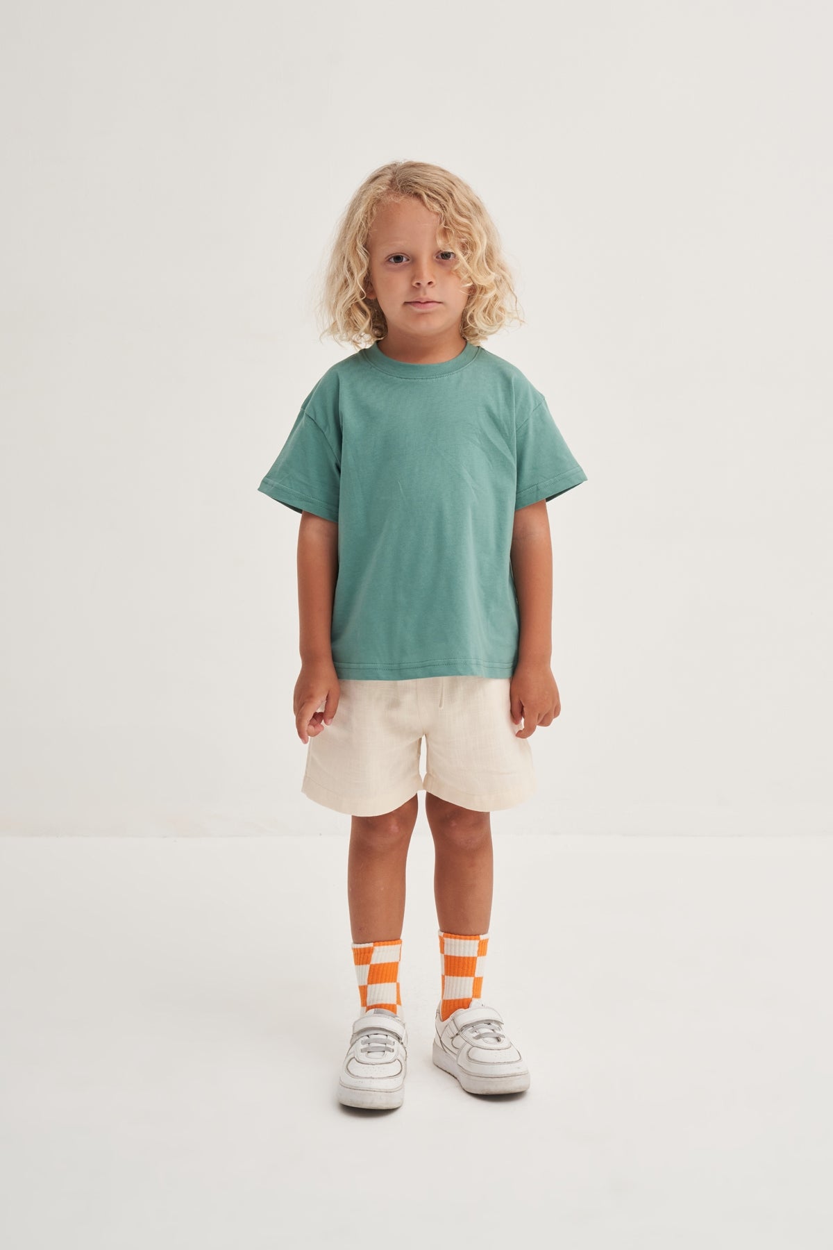 Unisex Çocuk Örme Kısa Kollu Tshirt Yeşil