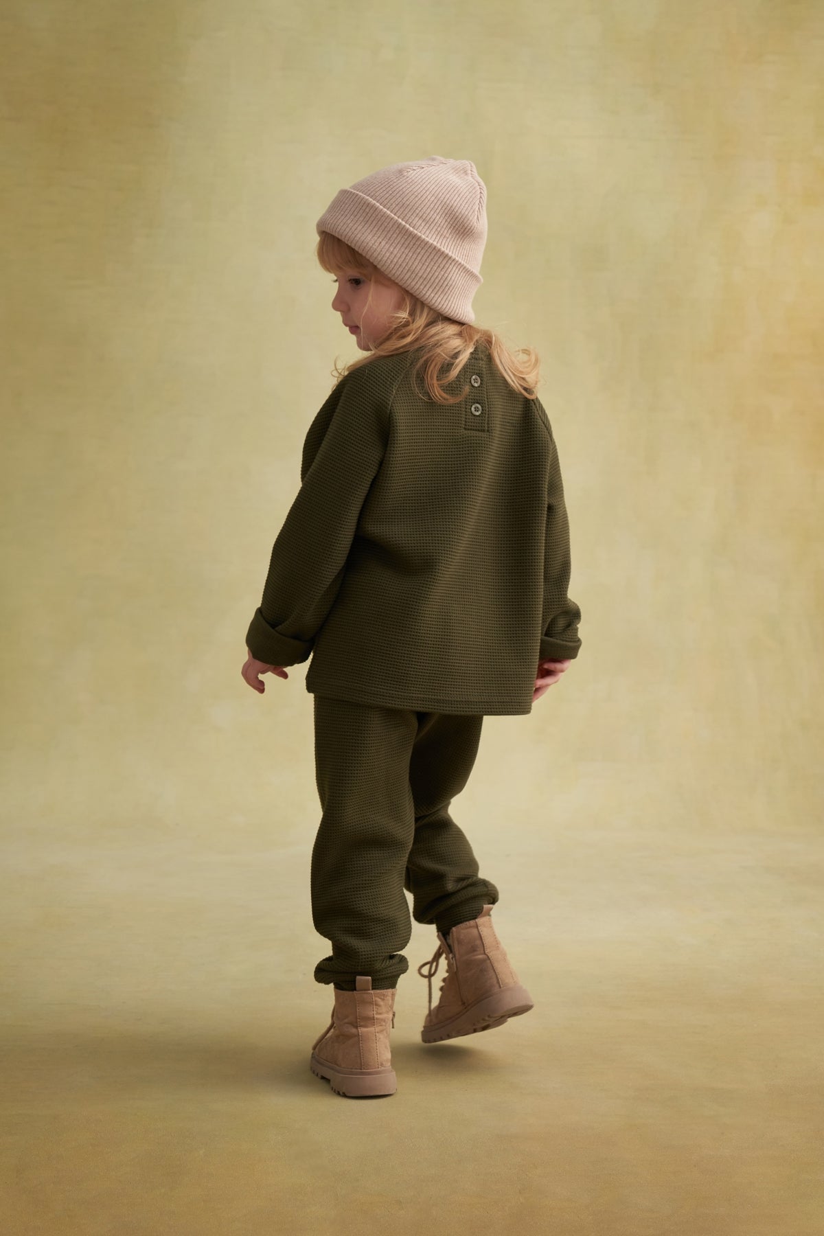 Unisex Çocuk Waffle Takım Yeşil