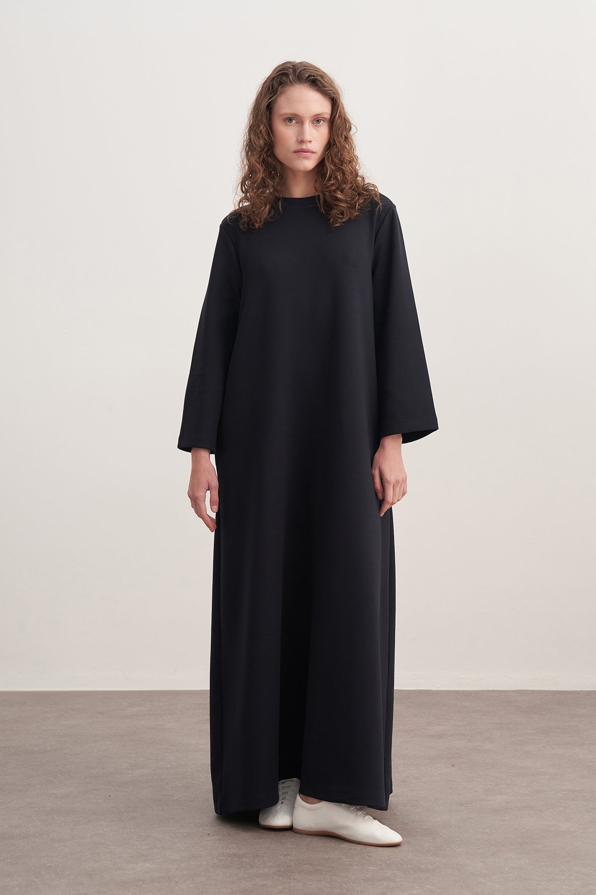 Kadın İnterlok Oversize Elbise Lacivert