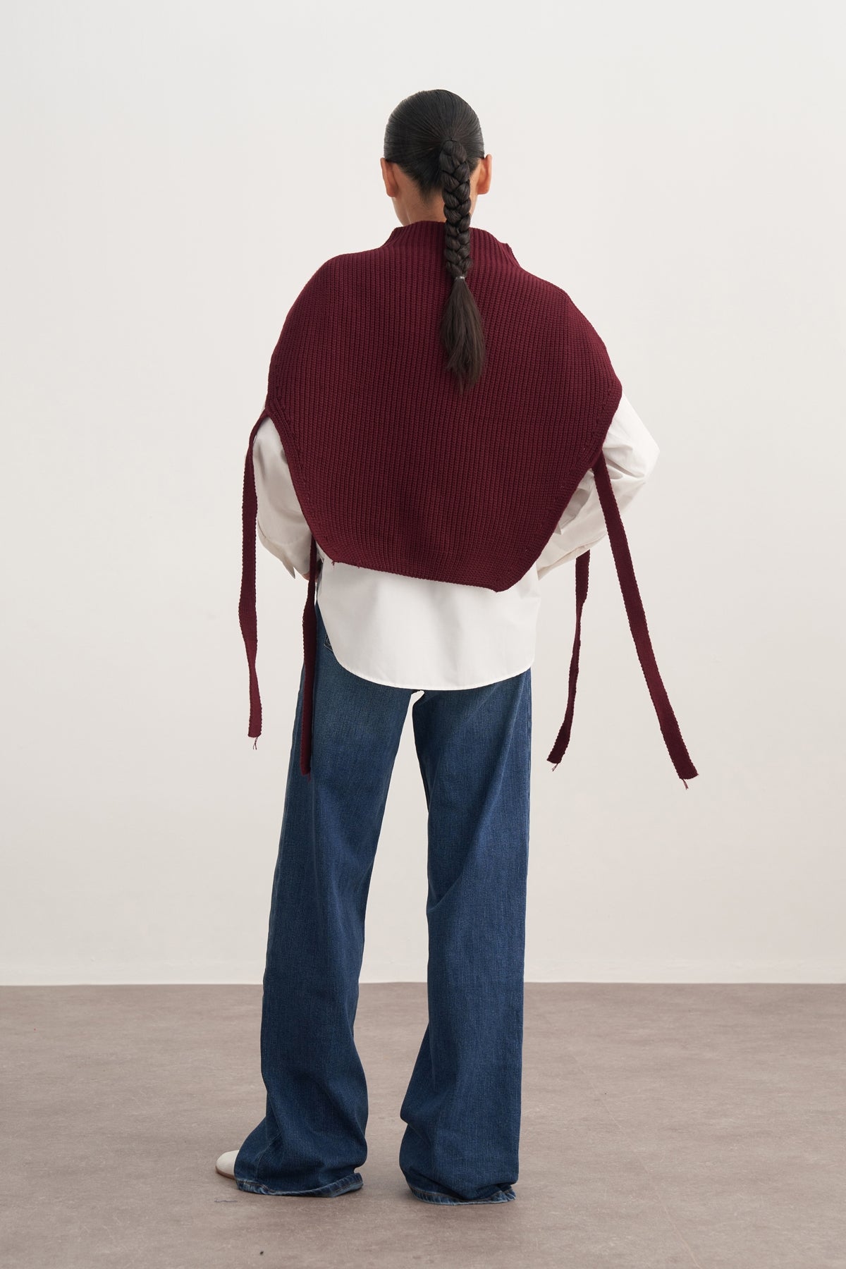 Kadın Bağlama Detaylı Triko Süveter Bordo