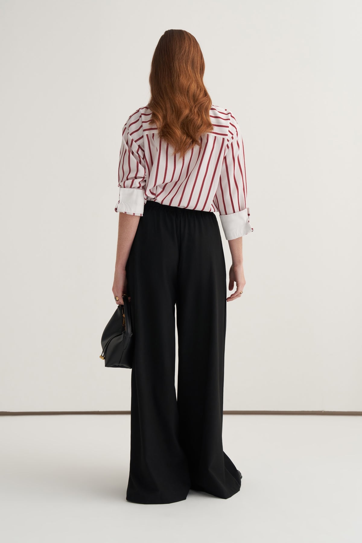 Kadın Çift Pileli Bol Paça Palazzo Pantolon Siyah