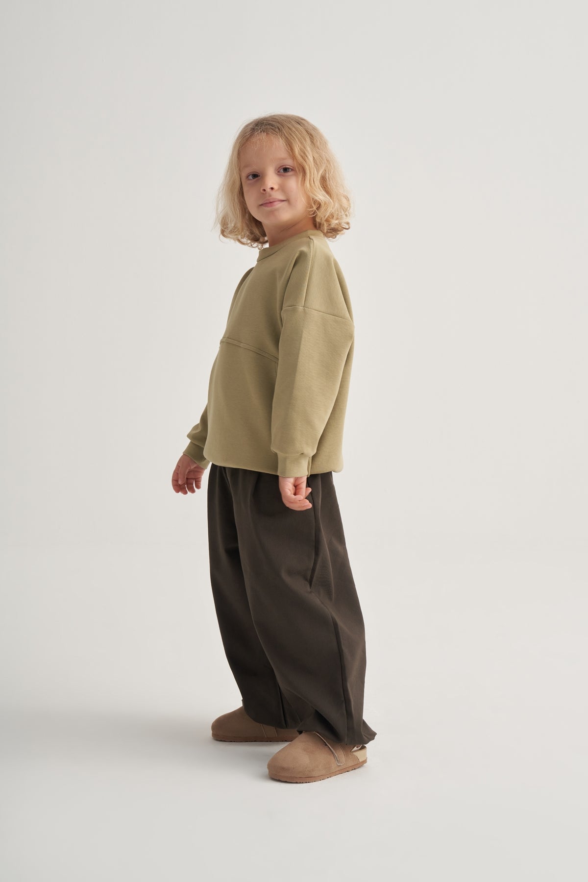 Unisex Çocuk İnterlok Cepli Sweatshirt Yeşil