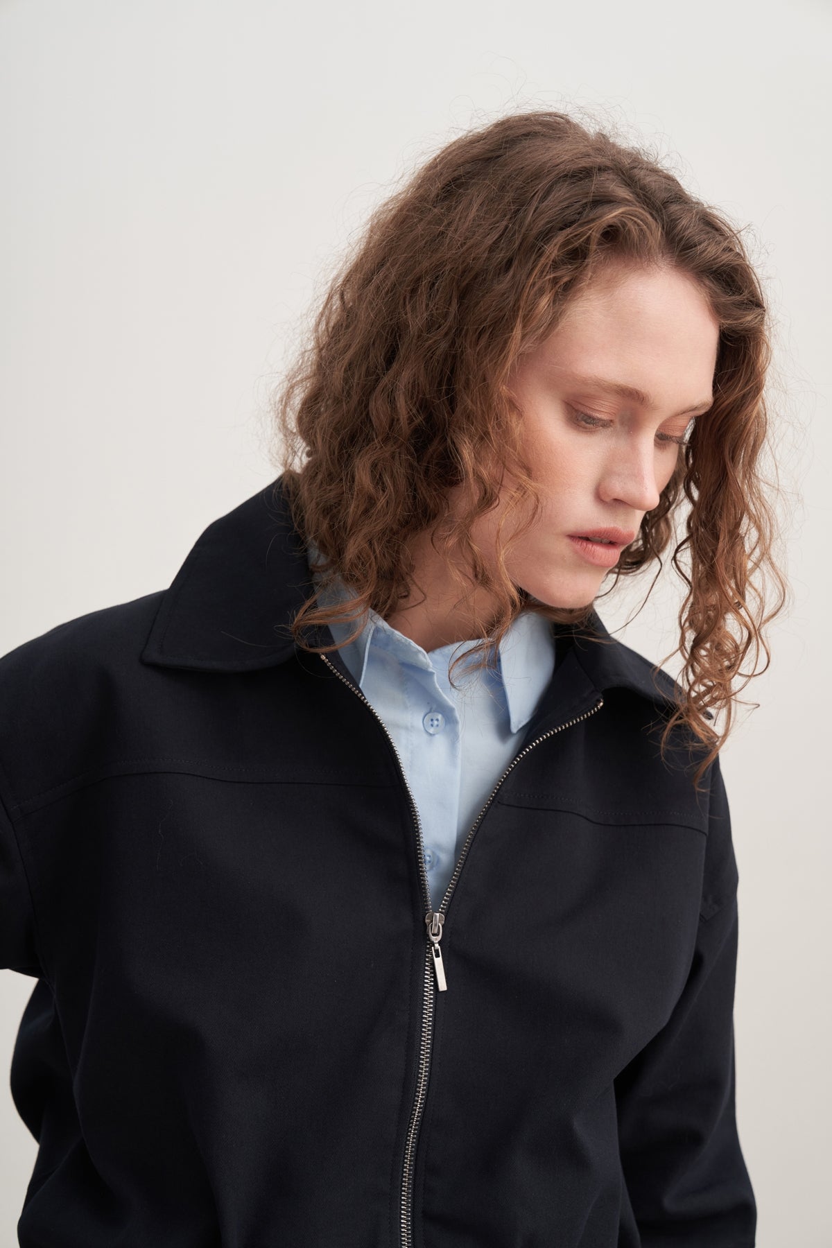 Kadın Gabardin Bomber Ceket Lacivert