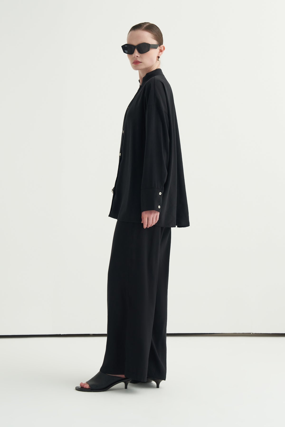 Kadın Modal Bağcıklı Palazzo Pantolon Siyah