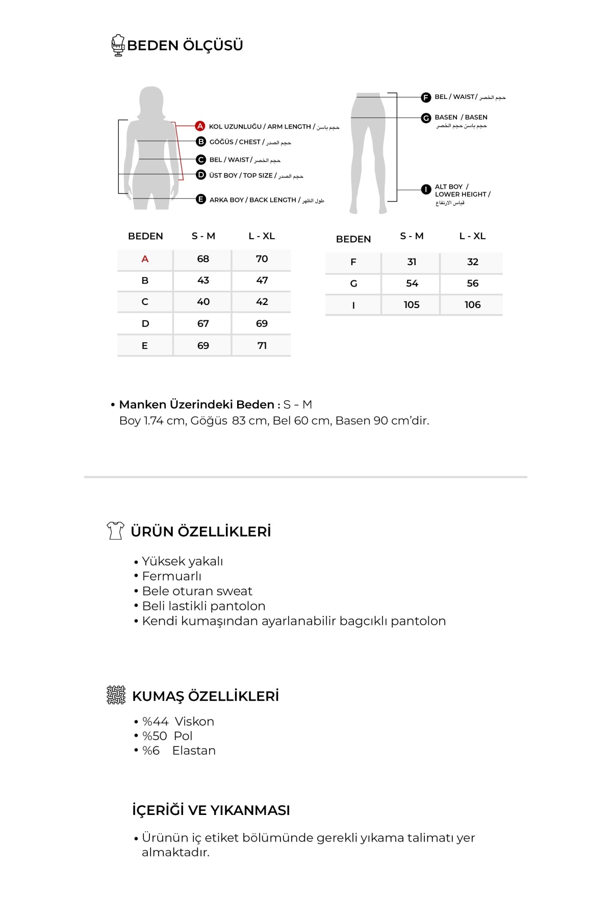 Kadın Bele Oturan Fermuarlı Sweat Pantolon Takım Lacivert