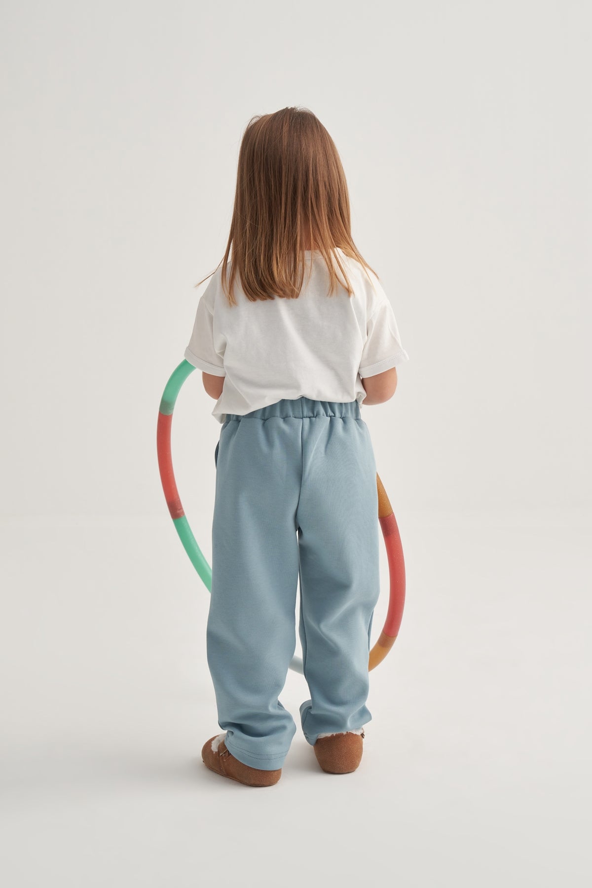 Unisex Çocuk İnterlok Düz Kesim Pantolon Mavi