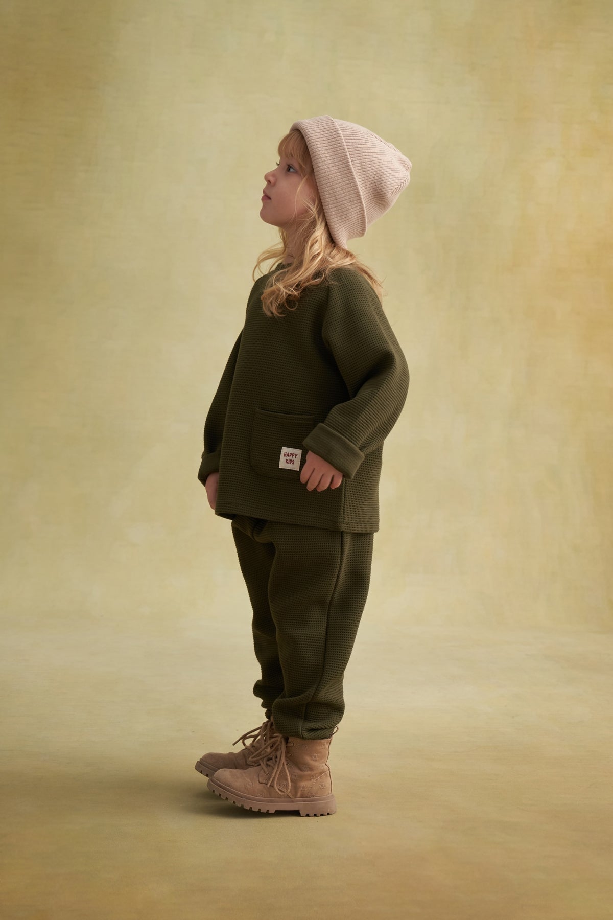 Unisex Çocuk Waffle Takım Yeşil