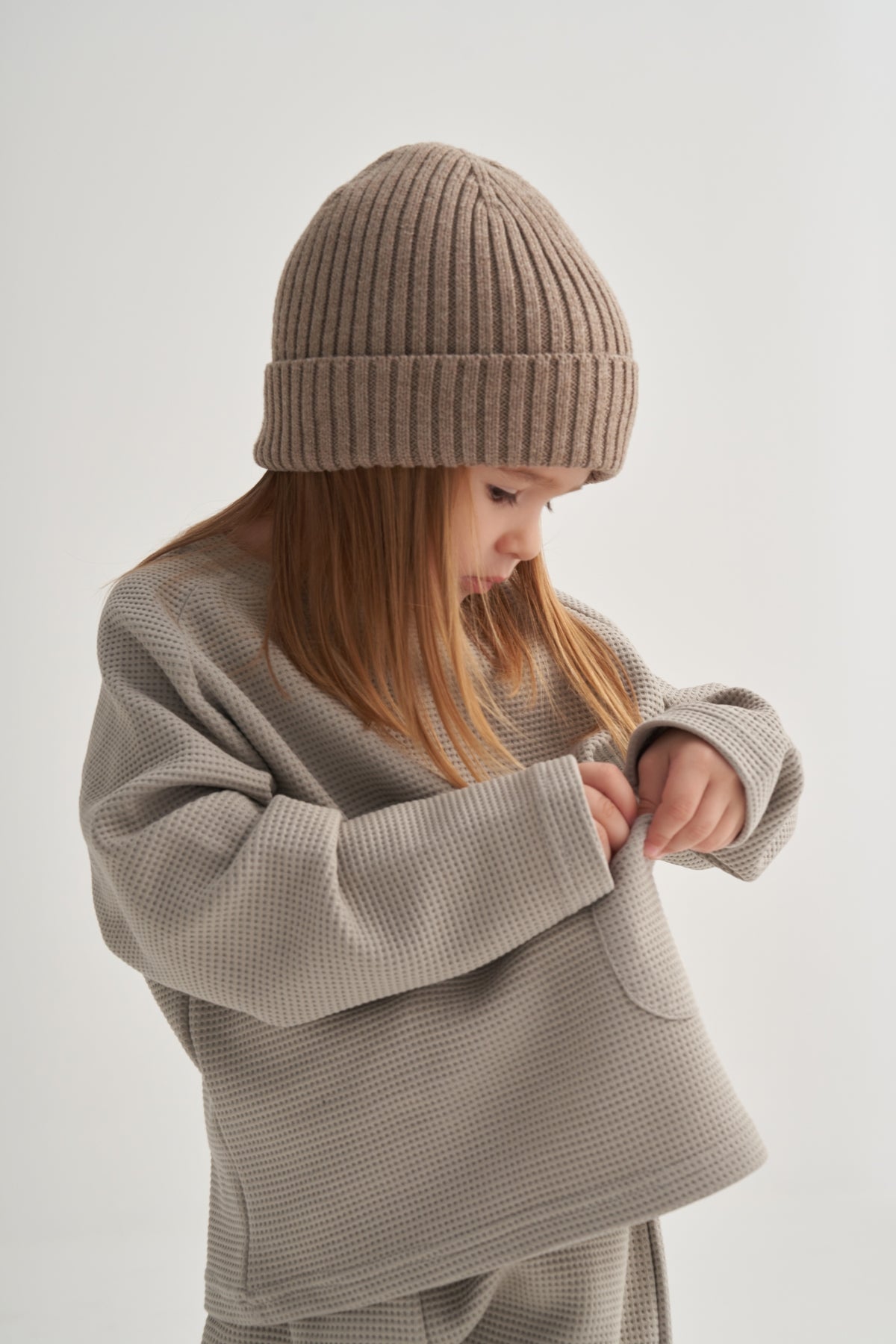 Unisex Çocuk Waffle Takım Gri