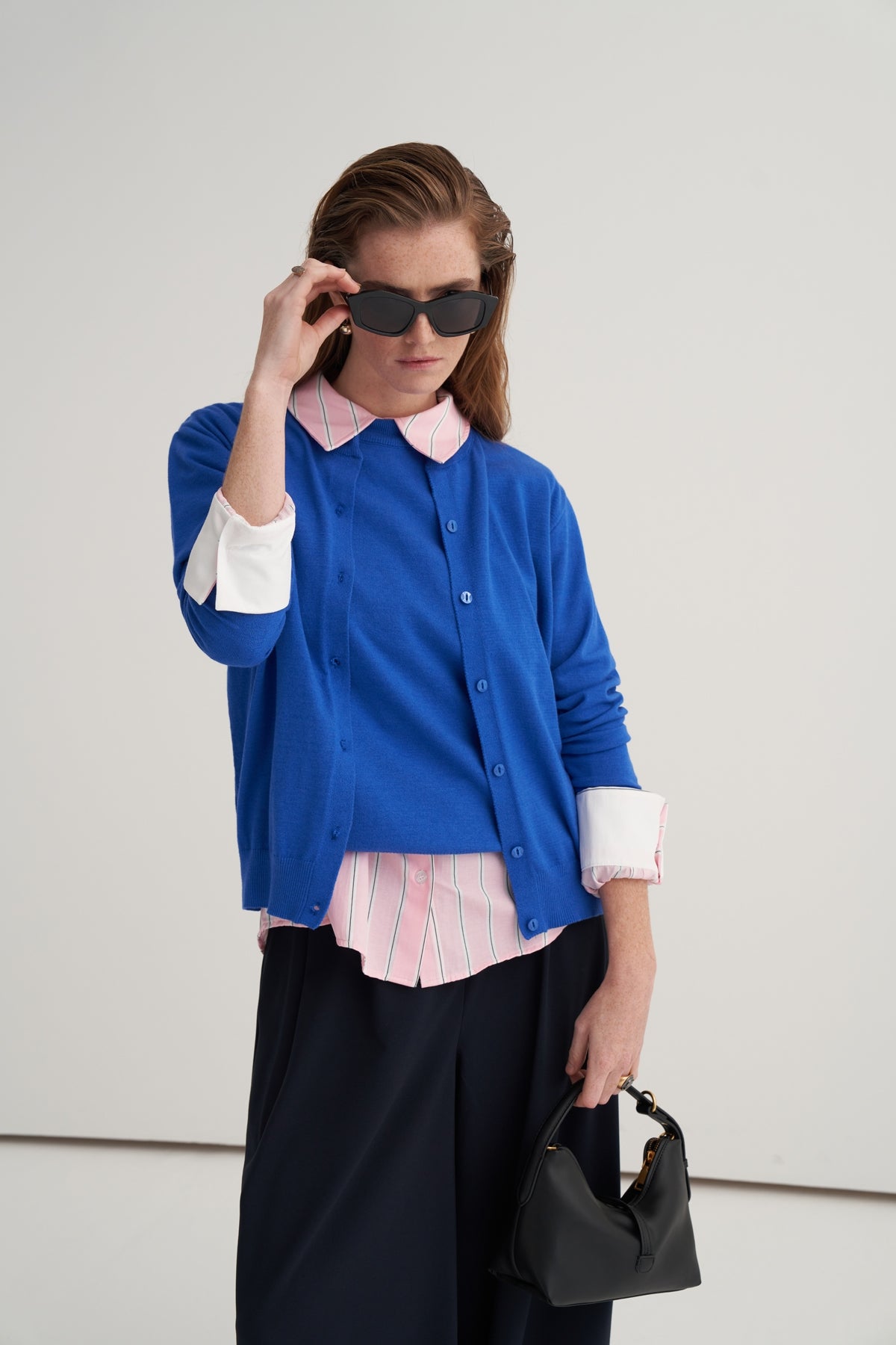 Kadın Viskon Triko Tişörtlü Hırka Takım Saks