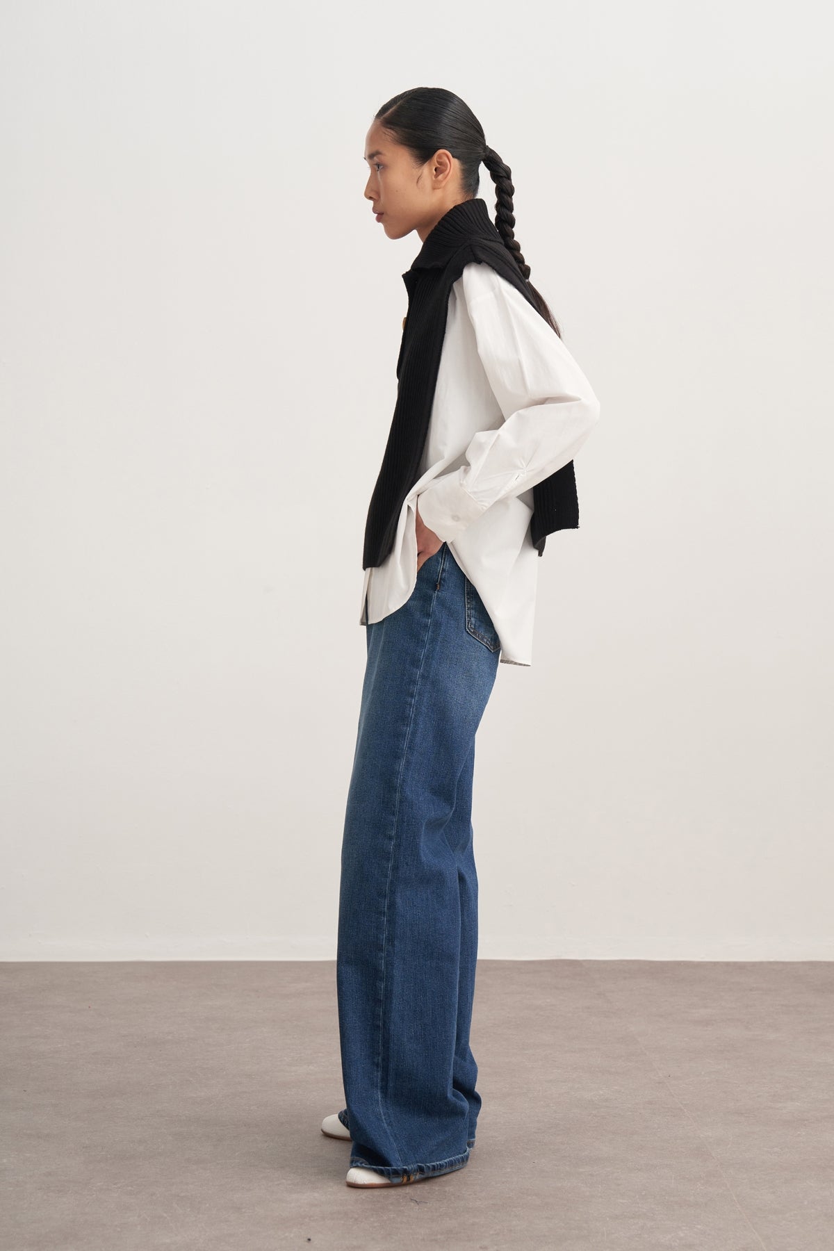 Kadın Düğmeli Triko Süveter Siyah