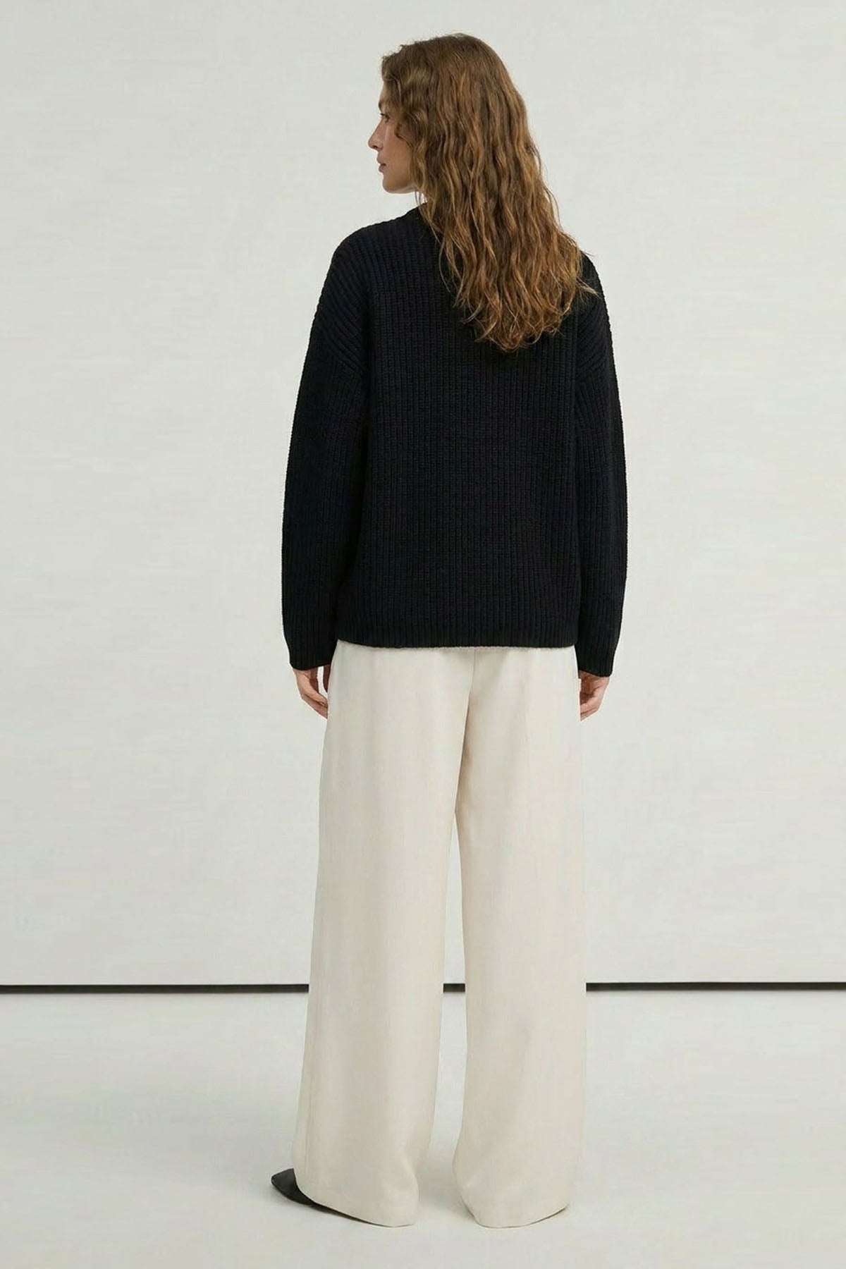 Kadın Oversize Triko Kazak Siyah