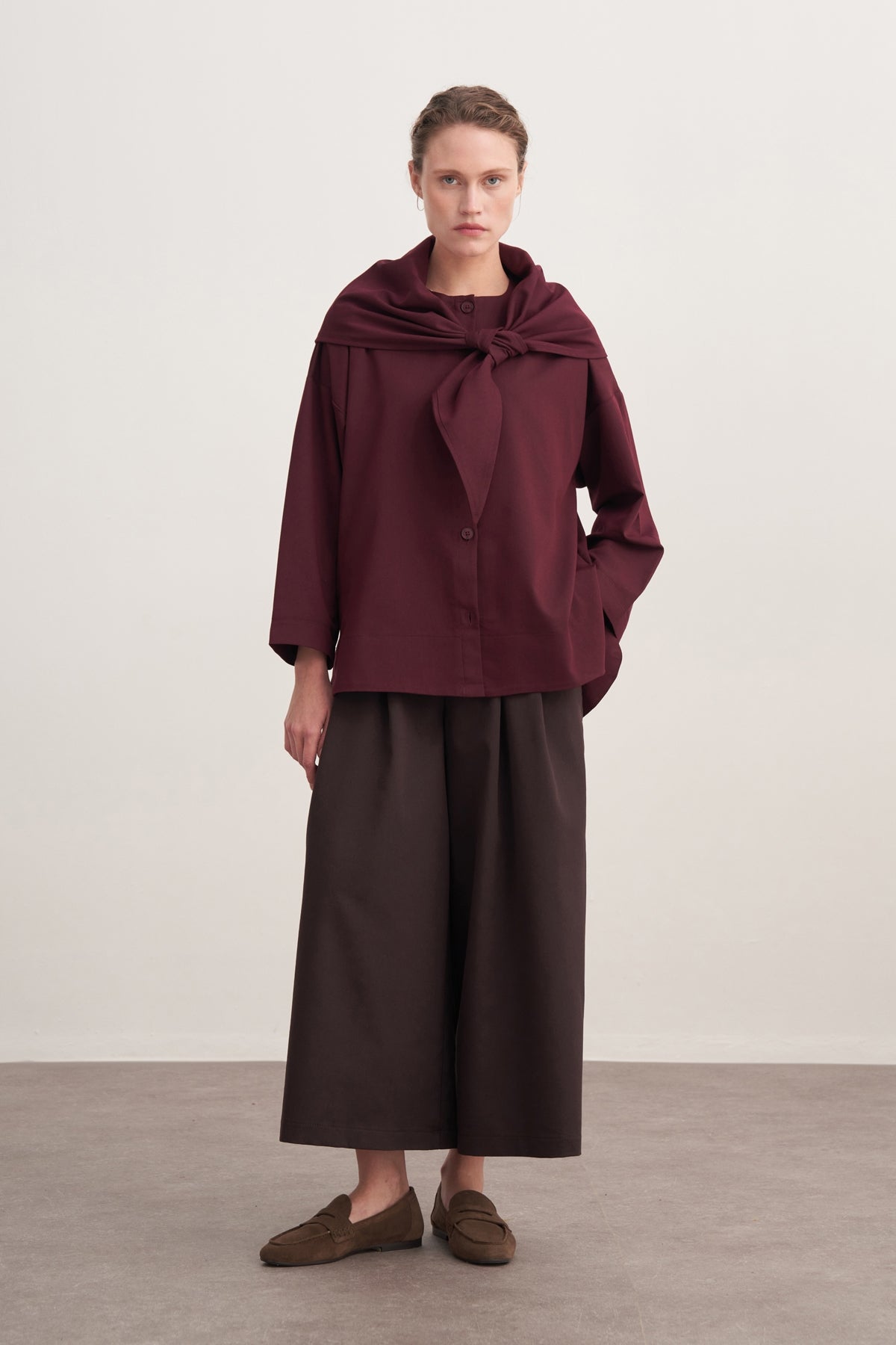 Kadın Gabardin Ceket Gömlek Mürdüm