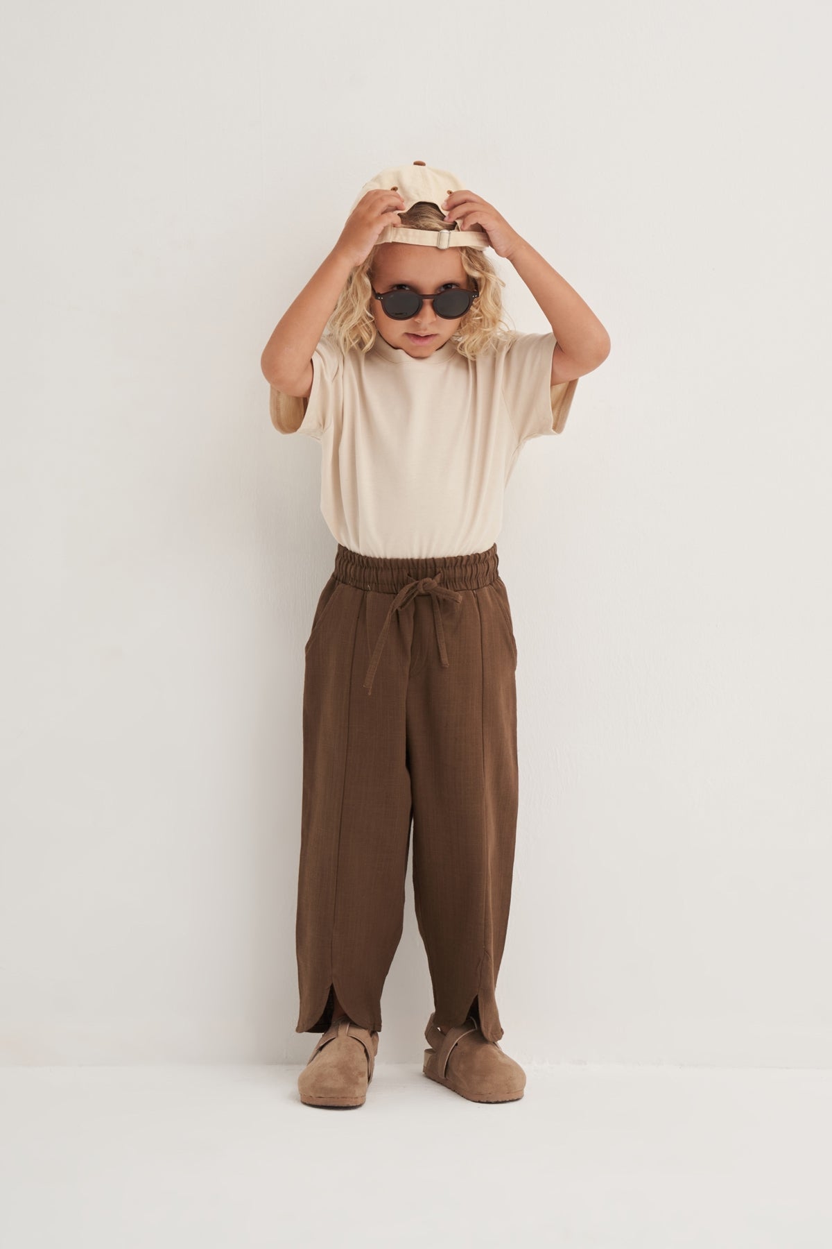 Unisex Çocuk Organik Pamuk Pantolon Kahve