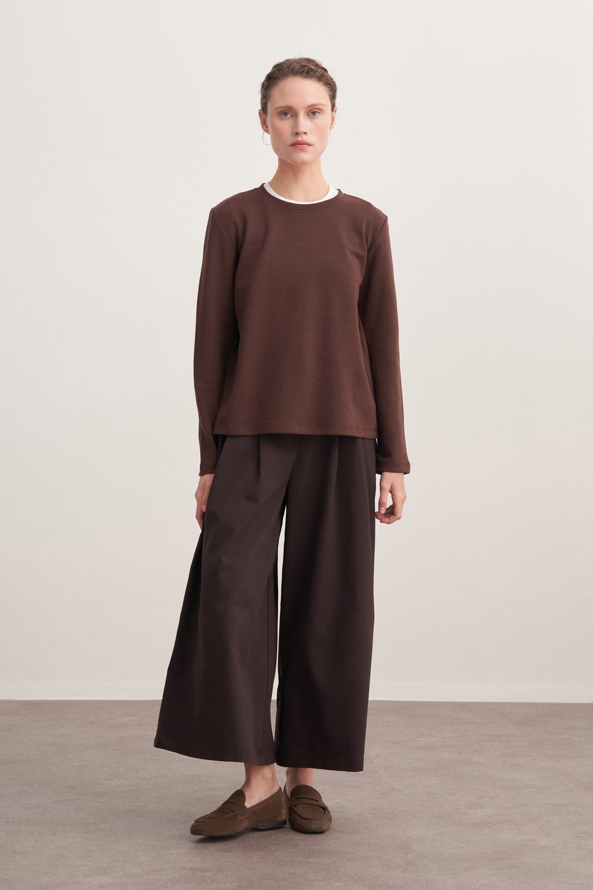 Kadın İnterlok Uzun Kollu Body Kahve