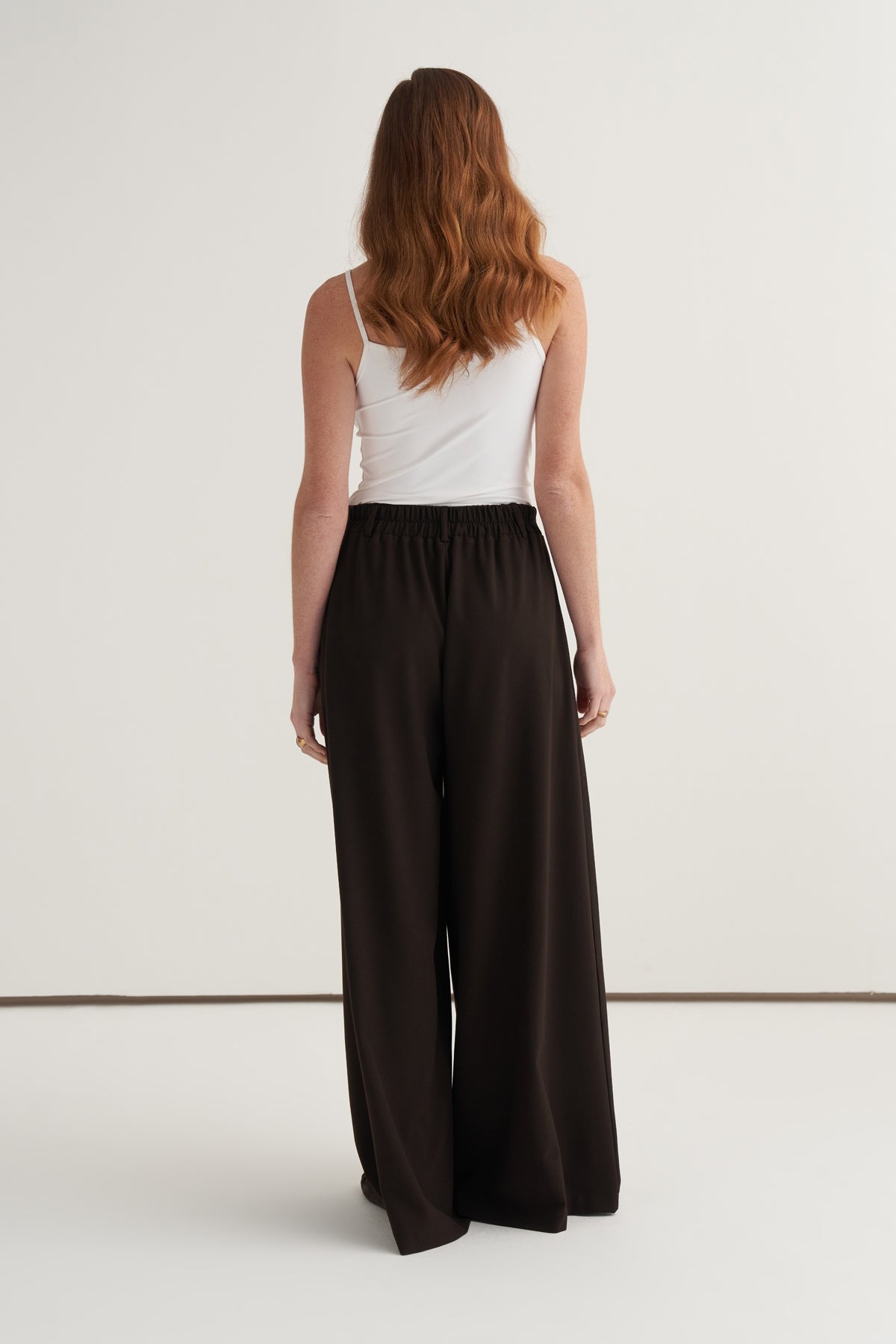 Kadın Çift Pileli Bol Paça Palazzo Pantolon Acı Kahve