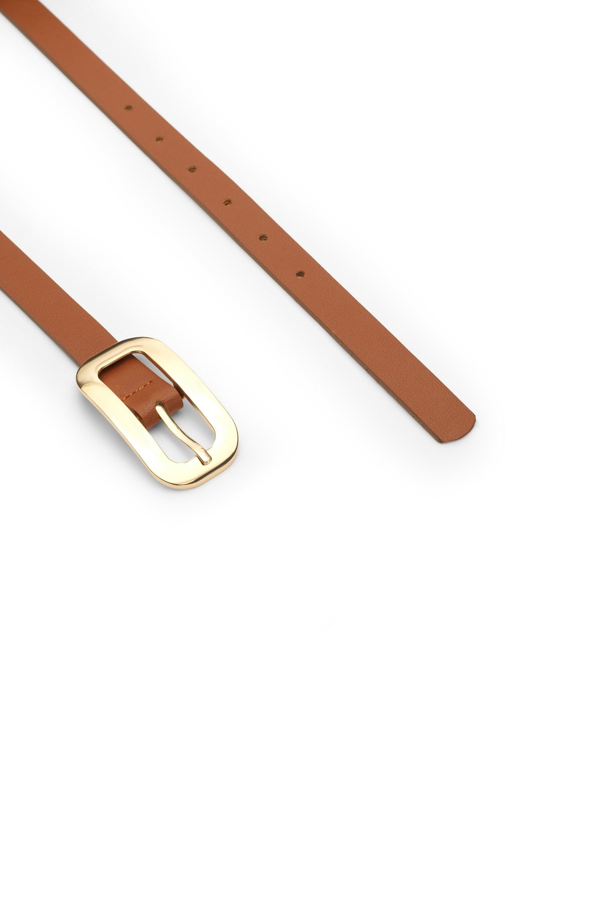 Kadın Gold Oval Tokalı Kemer Taba