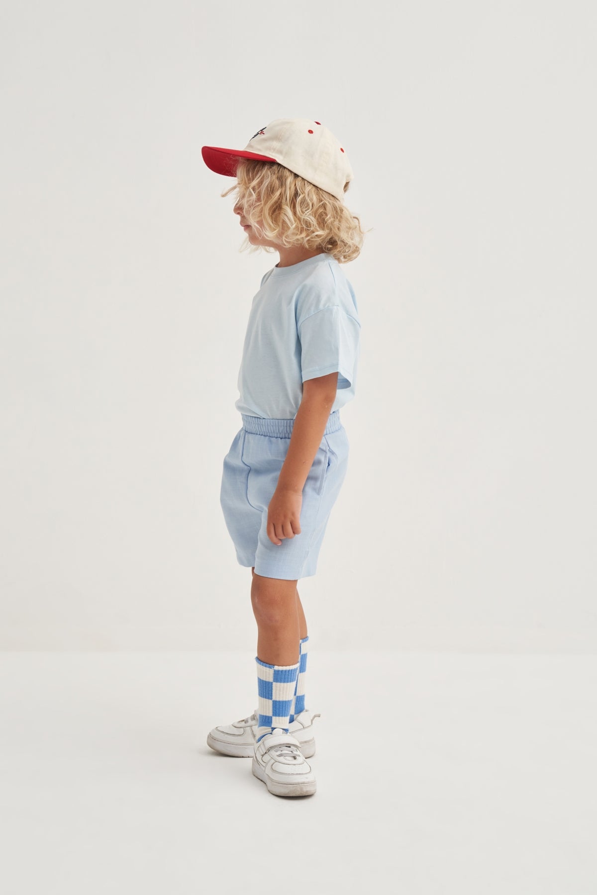 Unisex Çocuk Örme Kısa Kollu Tshirt Mavi