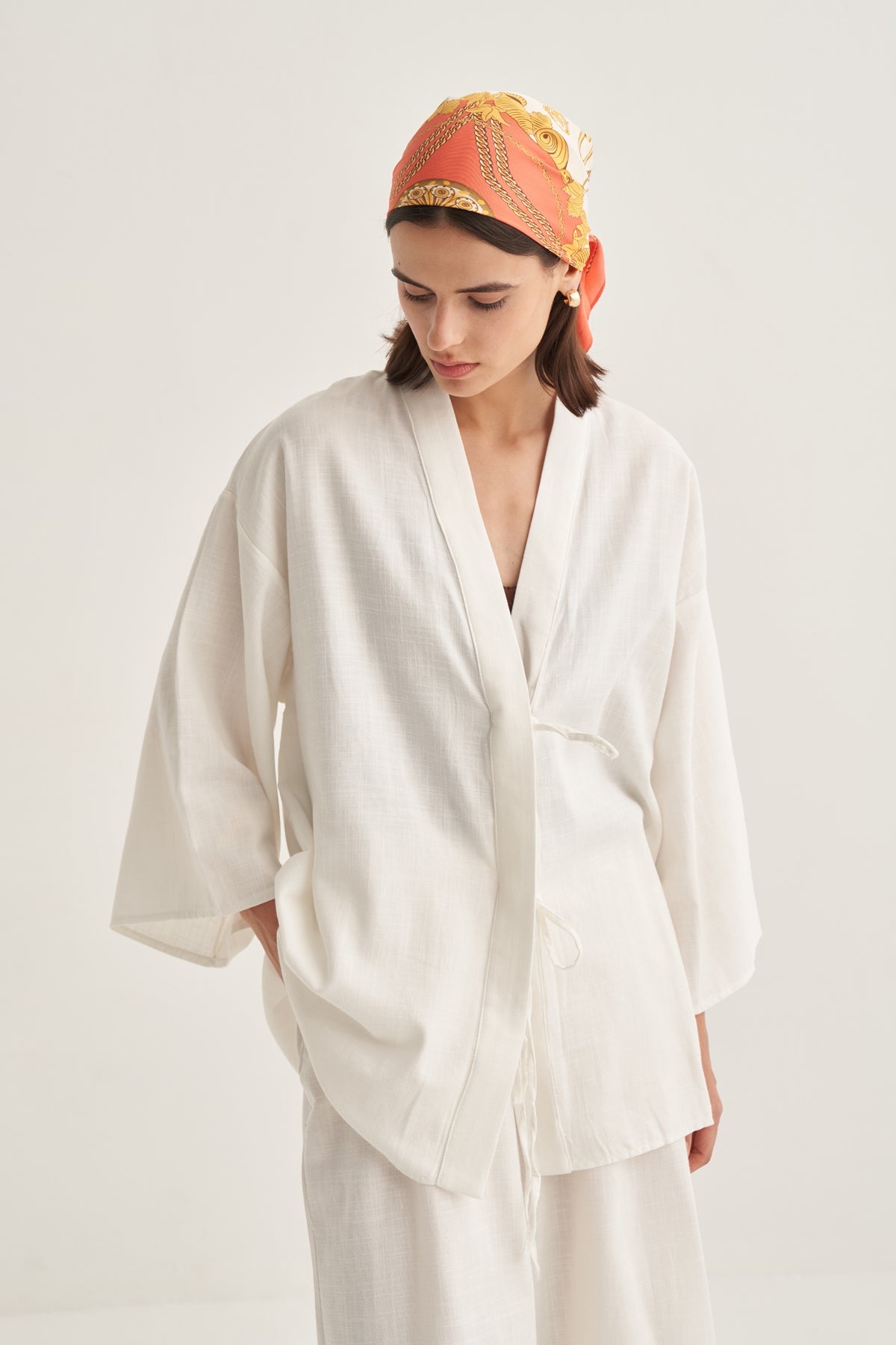 Kadın Organik Pamuklu Oversize Kimono Ekru