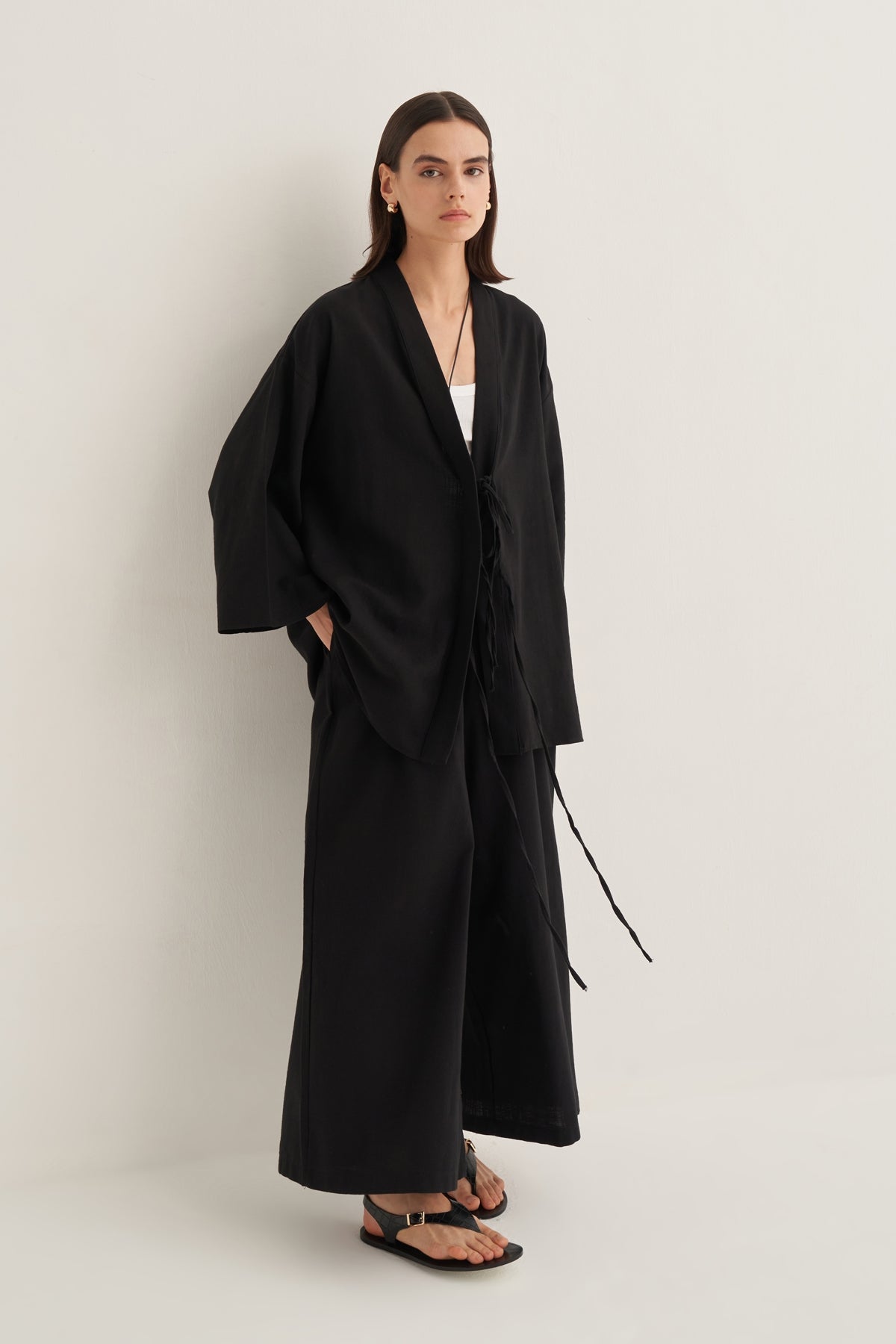 Kadın Organik Pamuklu Oversize Kimono Siyah