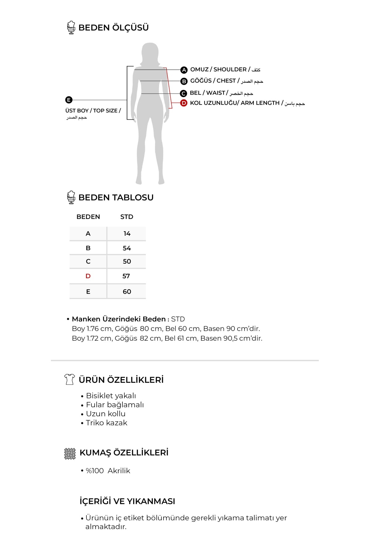 Kadın Fularlı Bisiklet Yakalı Triko Kazak Bej