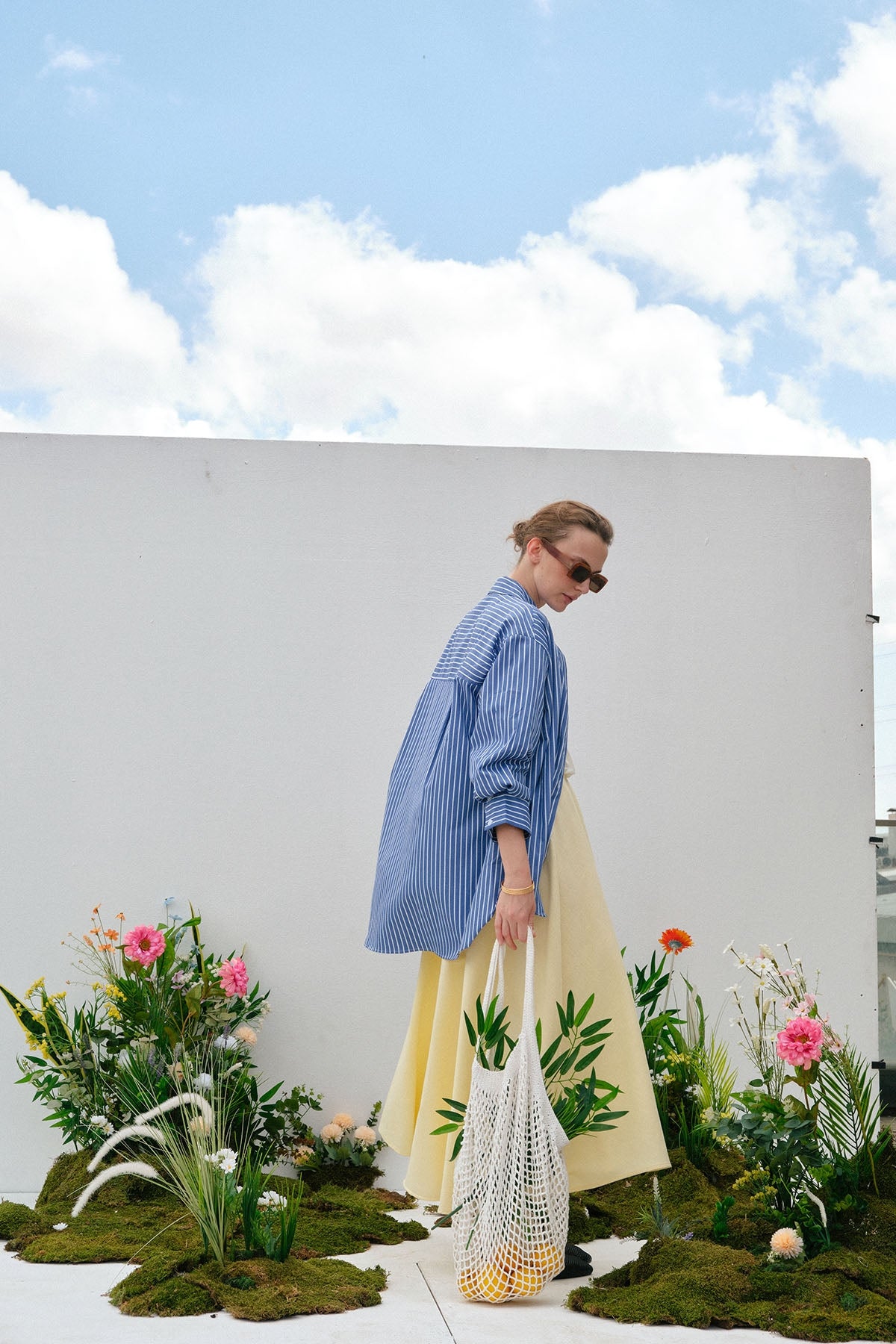 Kadın Poplin Oversize Robalı Gömlek Çizgili Lacivert