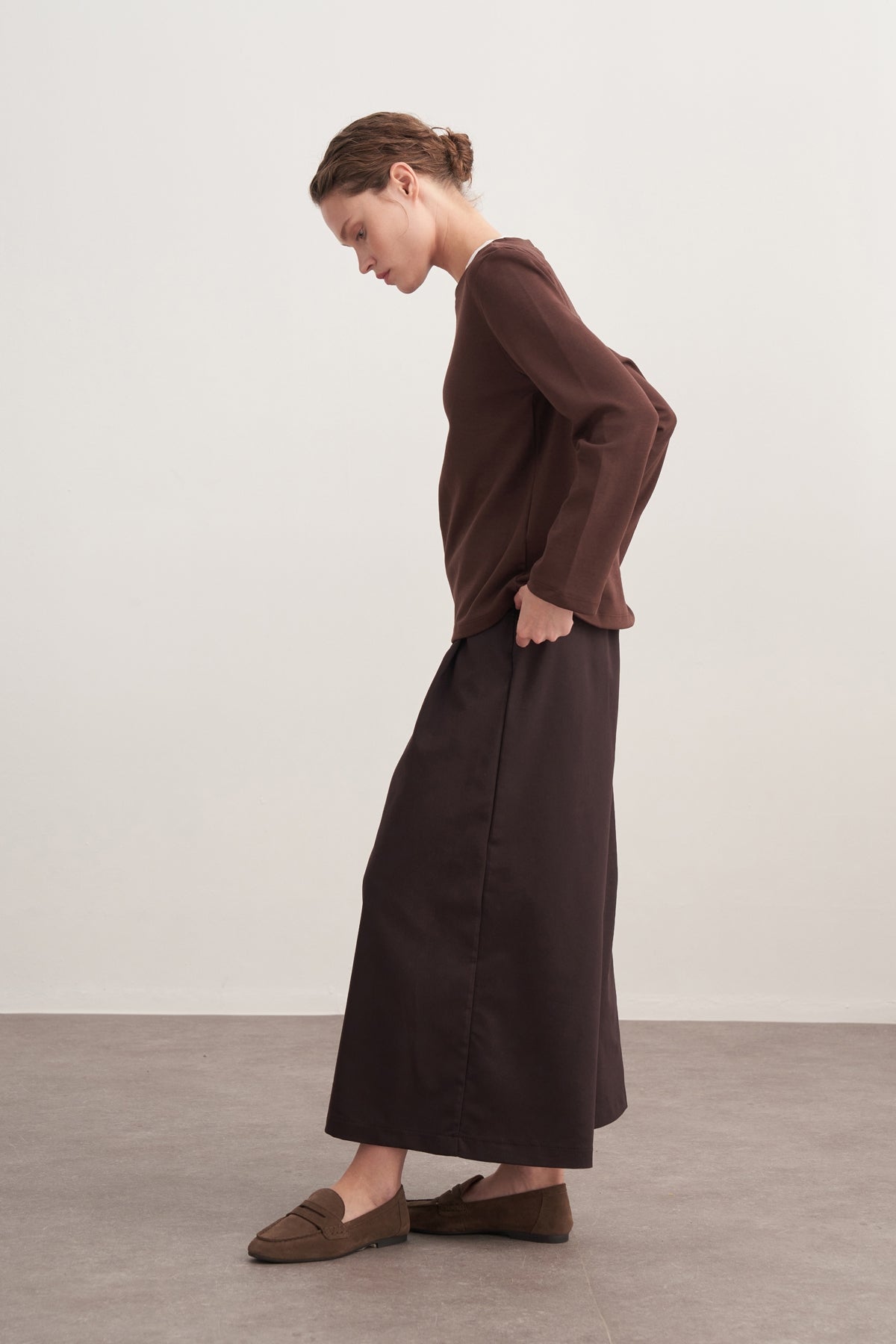 Kadın İnterlok Uzun Kollu Body Kahve