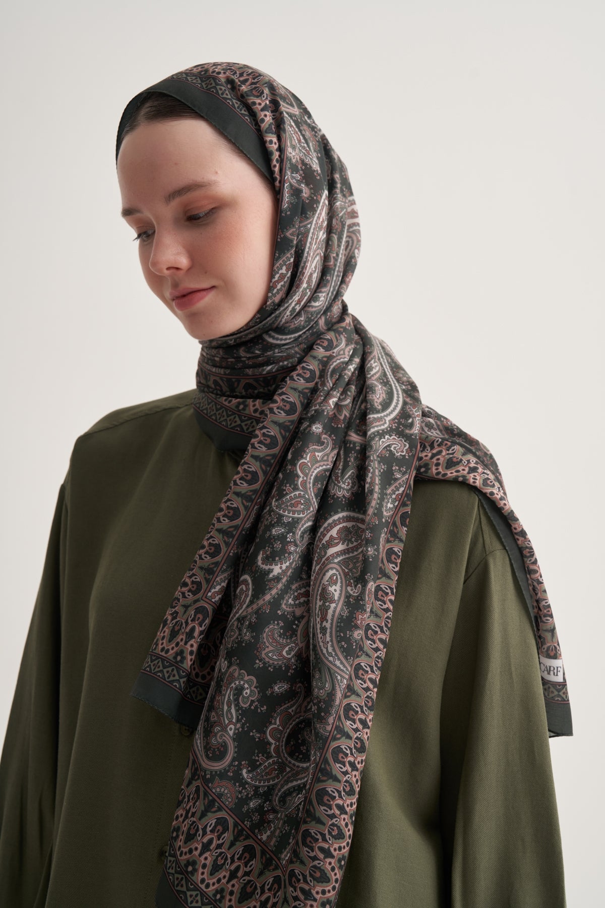 Kadın Soft Lily Desen Şal Haki