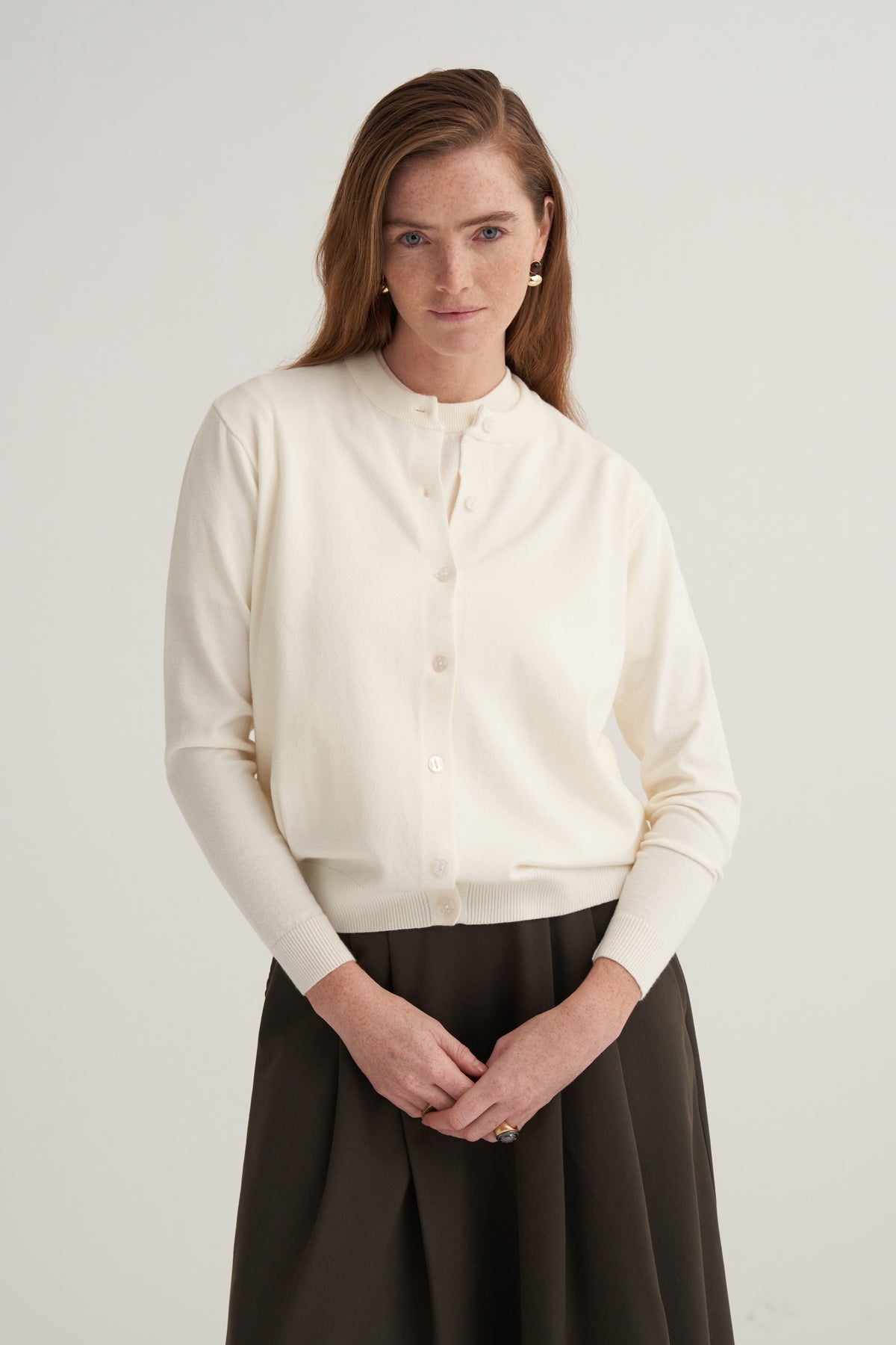 Kadın Viskon Triko Tişörtlü Hırka Takım Ekru